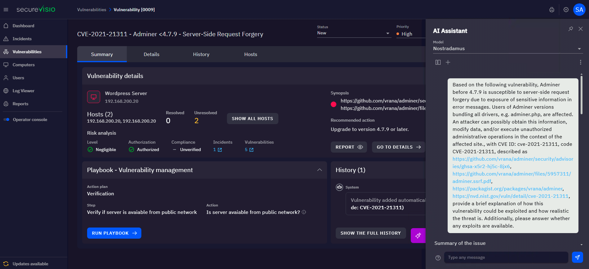 SecureVisio Vulnerabilities management