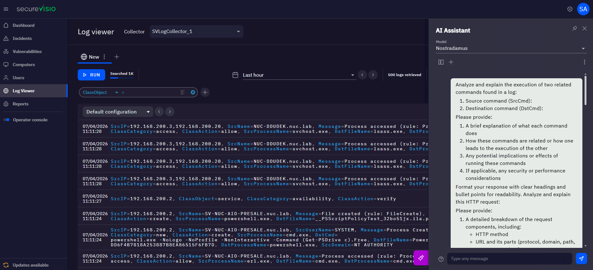 SecureVisios Log viewer SecureVisios Log viewer
